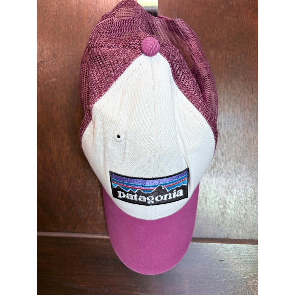 Patagonia P-6 Logo Trucker Hat Magenta Purple White Mesh Snapback Cap